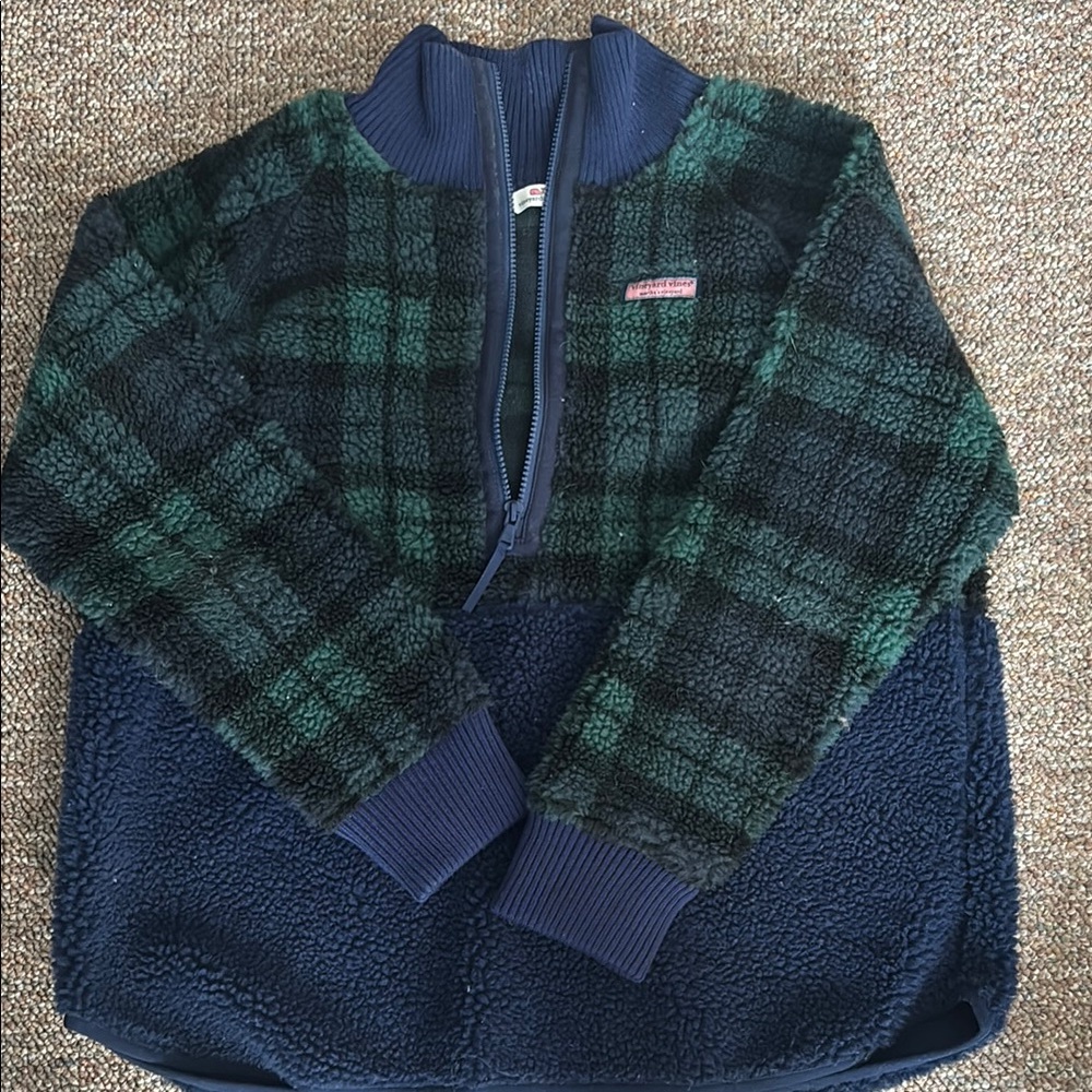 Green and Blue Plaid Fleece Jacket